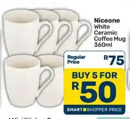 Pick n Pay Niceone White Ceramic Coffee Mug 360ml offer