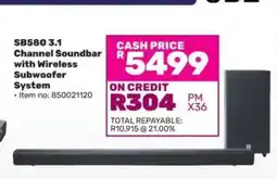 Game SB580 3.1 Channel Soundbar with Wireless Subwoofer System offer