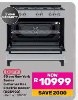 Game Defy 90 cm New York Series 5-Burner Gas Electric Cooker (DGS902) offer