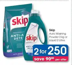 Clicks Skip Auto Washing Powder 3 kg or Liquid 2 Litres offer
