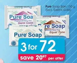 Clicks Pure Soap Bars 150 g (Excl. Esséns Gold) offer