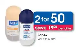 Clicks Sanex Roll On 50 ml offer