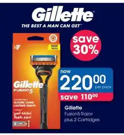 Clicks Gillette Fusion5 Razor plus 2 Cartridges offer