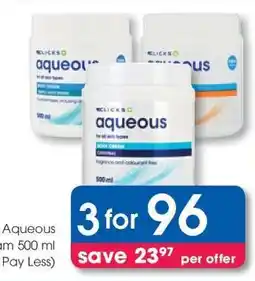 Clicks Clicks Aqueous Cream 500 ml offer