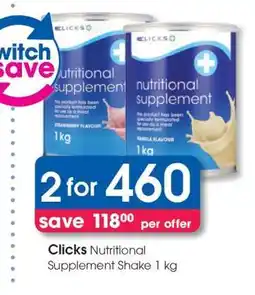 Clicks Clicks Nutritional Supplement Shake 1 kg offer
