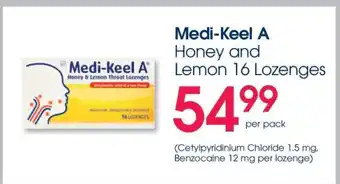 Clicks Medi-Keel A Honey and Lemon 16 Lozenges offer