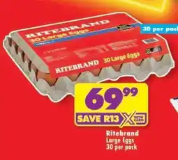 Shoprite RITEBRAND LARGE EGGS 30 per pack offer