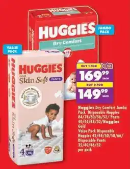 Shoprite HUGGIES GOLD VALUE PACK DISPOSABLE NAPPIES offer