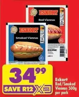 Shoprite Eskort Red/Smoked Viennas 500g per pack offer