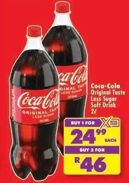 Shoprite Coca-Cola Original Taste Less Sugar Soft Drink 2L offer