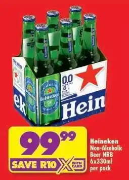 Shoprite Heineken Non-Alcoholic Beer NRB 6x330ml per pack offer