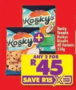 Shoprite Tasty Treats Roskys Biscuits All Variants 350g offer