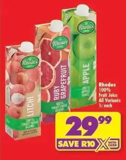Shoprite Rhodes 100% Fruit Juice All Variants offer