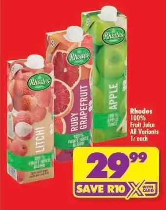 Shoprite Rhodes 100% Fruit Juice All Variants offer