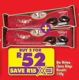 Shoprite De Vries Choco Rings Biscuits 150g offer