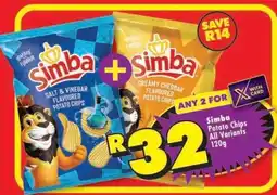 Shoprite SIMBA POTATO CHIPS all variants 120g offer