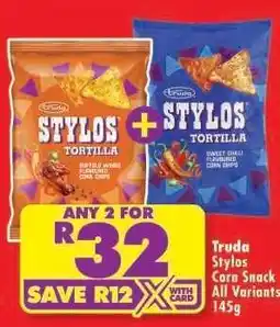 Shoprite Truda Stylos Corn Snack All Variants 145g offer