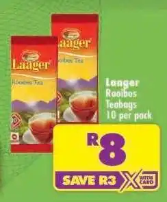 Shoprite LAAGER ROOIBOS TEABAGS 10 per pack offer