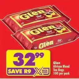 Shoprite Glen African Blend Tea Bags 100 per pack offer