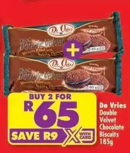 Shoprite De Vries Double Velvet Chocolate Biscuits 185g offer