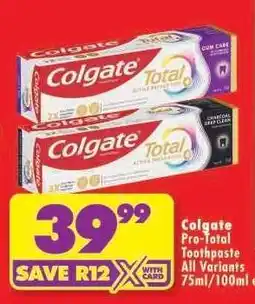 Shoprite Colgate Pro-Total Toothpaste offer