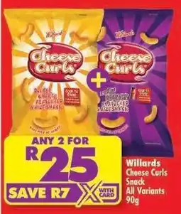 Shoprite Willards Cheese Curls Snack All Variants 90g offer