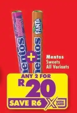 Shoprite MENTOS SWEETS all variants offer
