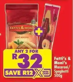 Shoprite Fatti's & Moni's Macaroni/Spaghetti 500g offer