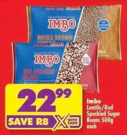 Shoprite Imbo Lentils/Red Speckled Sugar Beans 500g offer