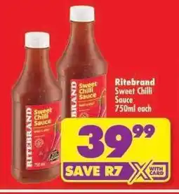 Shoprite Ritebrand Sweet Chilli Sauce 750ml each offer