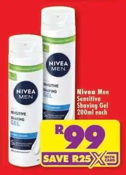 Shoprite Nivea Men Sensitive Shaving Gel 200ml each offer