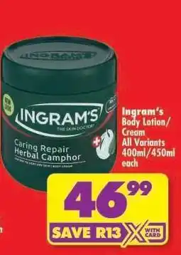 Shoprite Ingram's Body Lotion/Cream offer