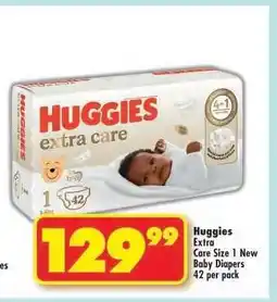 Shoprite Huggies Extra Care Size 1 New Baby Diapers 42 Per Pack offer