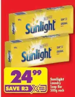 Shoprite Sunlight Laundry Soap Bar-500g Each offer