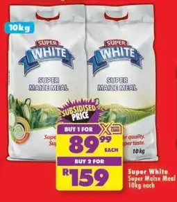 Shoprite Super White Super Maize Meal 10kg each offer