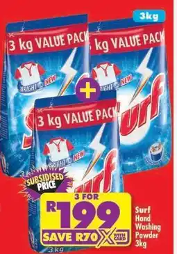 Shoprite Surf Hand Washing Powder-3kg offer