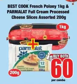 Boxer BEST COOK French Polony 1kg & PARMALAT Full Cream Processed Cheese Slices Assorted 200g offer