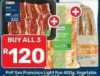 Pick n Pay Pnp san francisco light rye 400g, vegetable dup mix, beef ribs offer