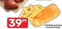 Pick n Pay Battered hake portion & chips offer