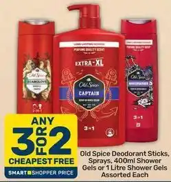 Pick n Pay Old spice - deodorant sticks, sprays, 400ml shower gels or 1 litre shower gels offer