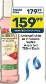 Pick n Pay Smirnoff - 1818 or infusions vodka assorted offer