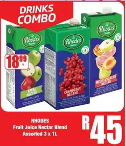 Boxer RHODES Fruit Juice Nectar Blend Assorted 3 x 1L offer