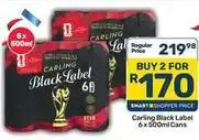 Pick n Pay Carling - black label 6 x 500ml cans offer