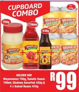 Boxer GOLDEN RAY Mayonnaise 750g, Tomato Sauce 700ml, Chutney Assorted 430g & 4 x Baked Beans 410g offer
