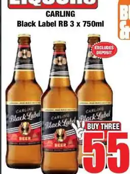 Boxer CARLING Black Label RB 3 x 750ml offer