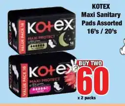 Boxer KOTEX Maxi Sanitary Pads Assorted 16's / 20's offer