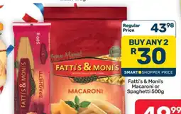 Pick n Pay Hypermarket Fatti's & Moni's Macaroni or Spaghetti 500g offer