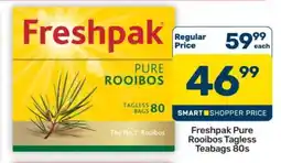Pick n Pay Hypermarket Freshpak Pure Rooibos Tagless Teabags 80s offer