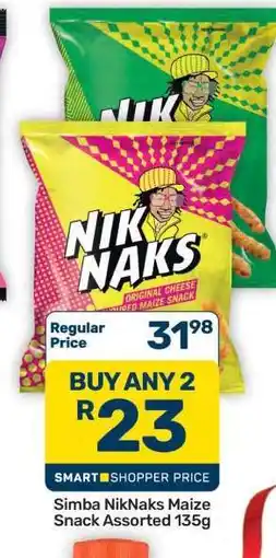 Pick n Pay Hypermarket Simba NikNaks Maize Snack Assorted 135g offer