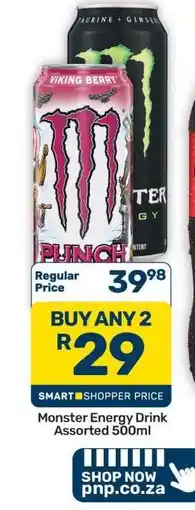 Pick n Pay Hypermarket Monster Energy Drink Assorted 500ml offer